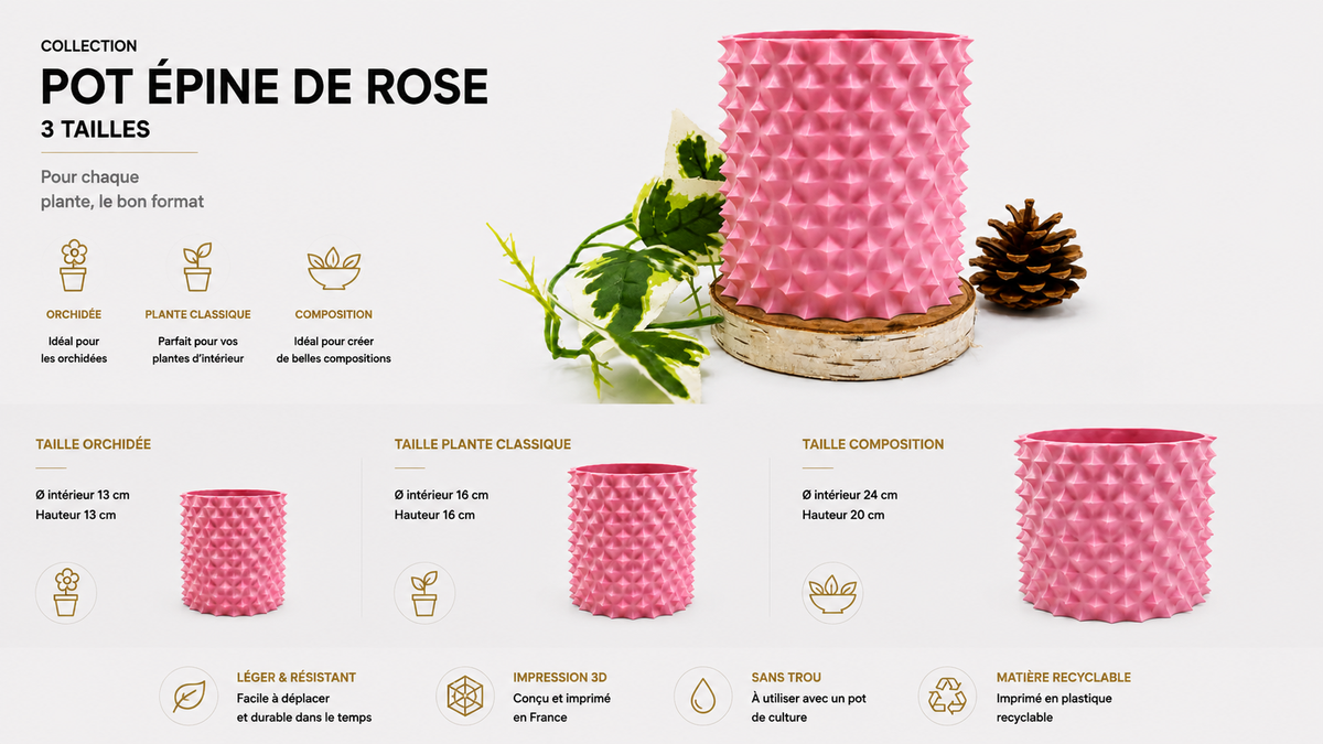 Pots et cache-pots épine de rose