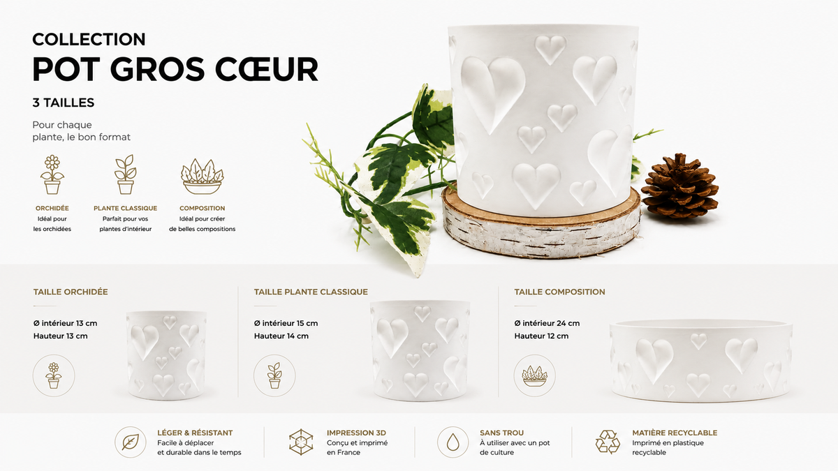Pots et cache-pots à gros coeur