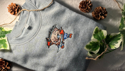 Sweat brodé Pokémon x Démon Slayer - Colossinge x Inosuke